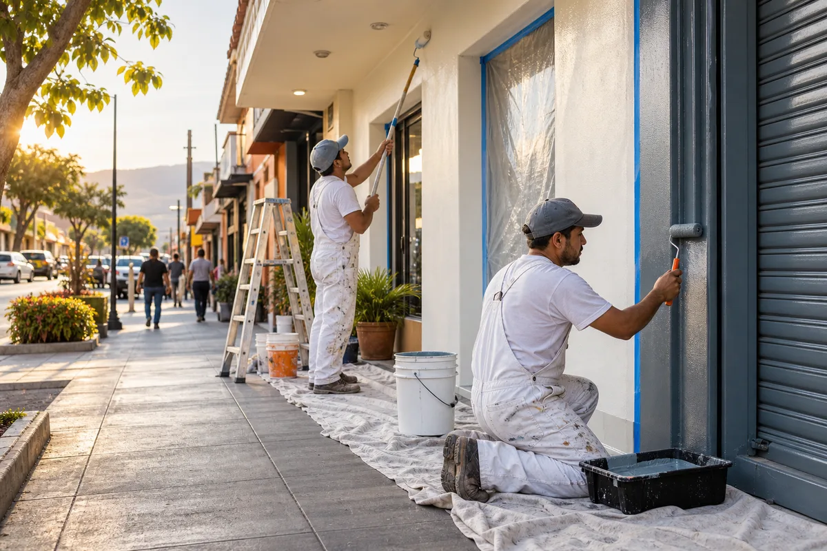 Imagen de referencia de pintura profesional en local comercial y superficie interior para servicio en Calzada San Juan