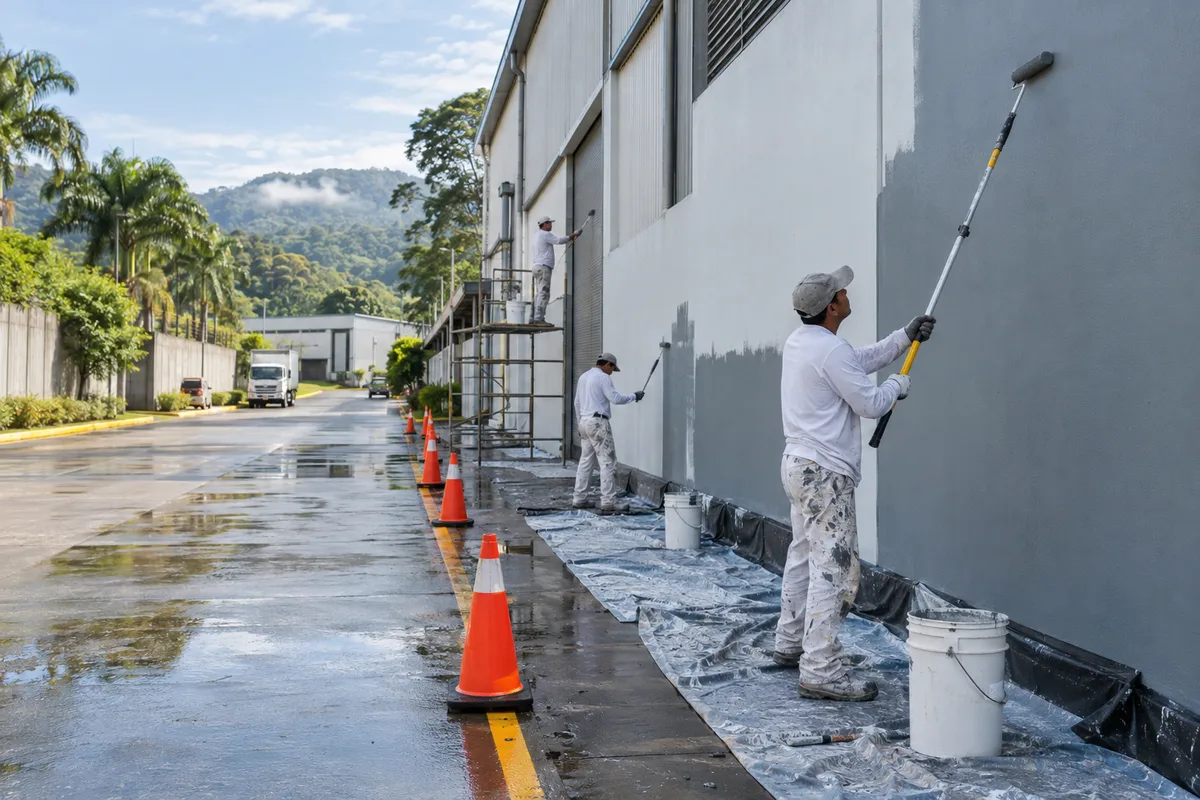 Imagen de referencia de pintura profesional en local comercial y superficie interior para servicio en Carretera al Atlántico