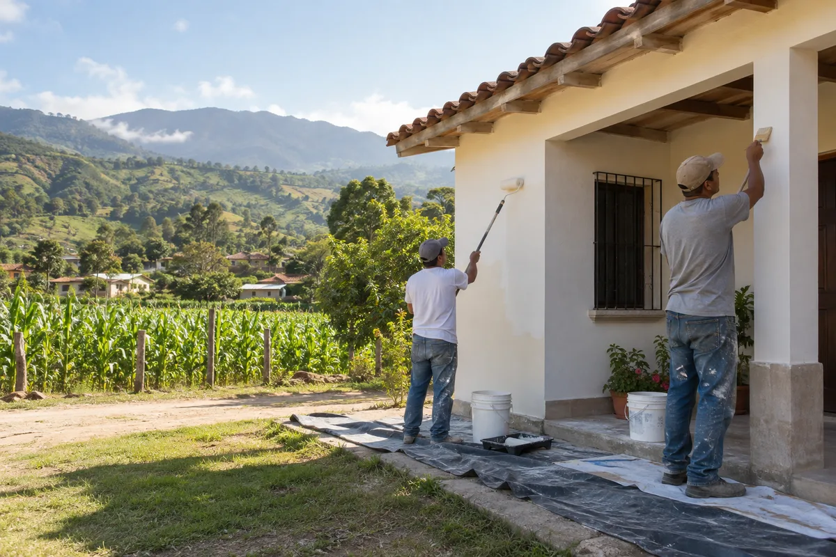 Imagen de referencia de pintura profesional en casa e interior residencial para servicio en San Raymundo