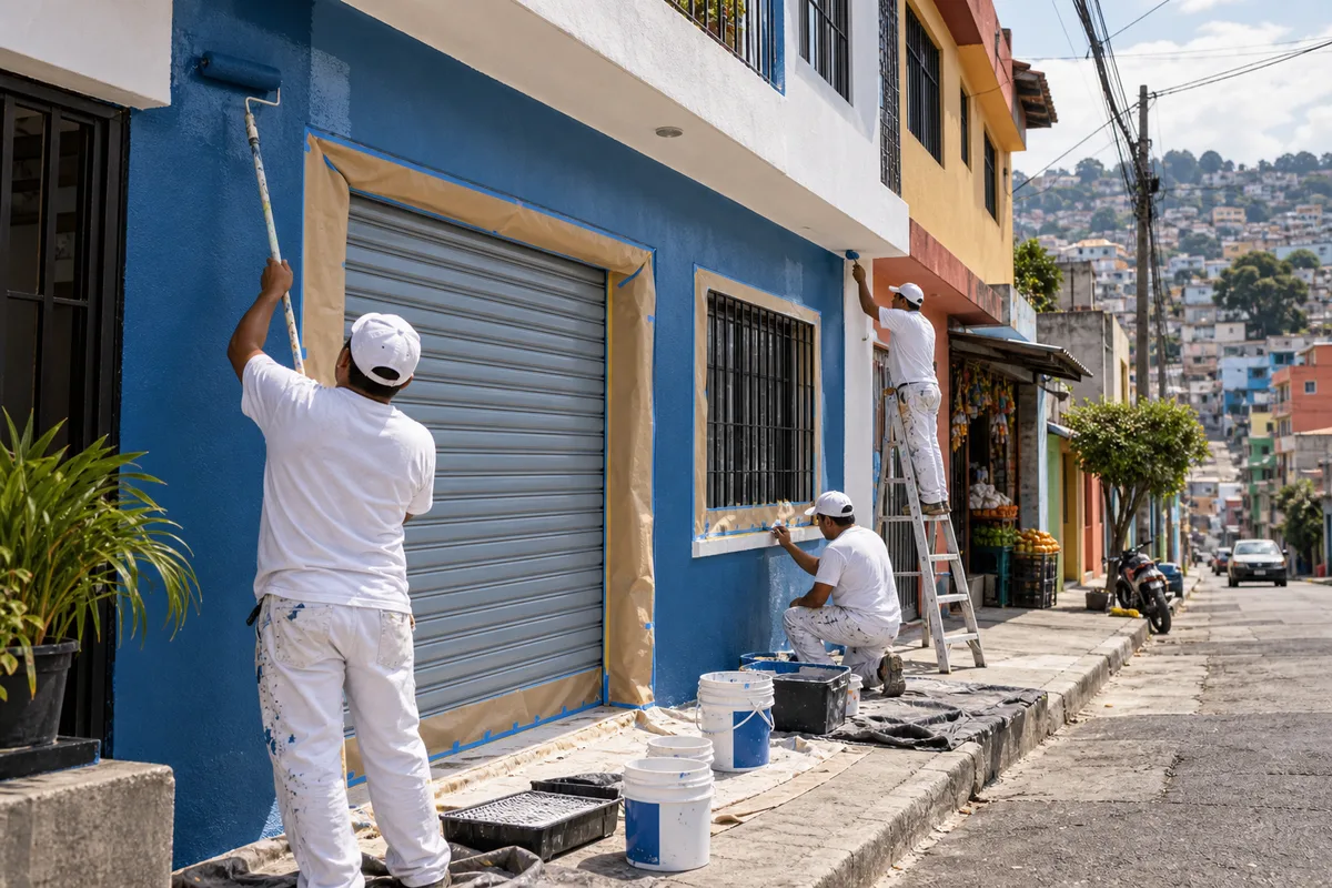 Imagen de referencia de pintura profesional en fachada y edificio para servicio en Zona 6