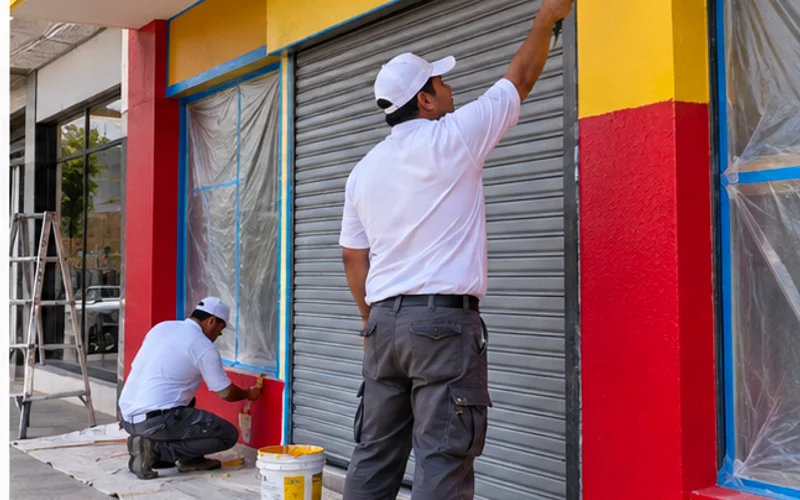 Imagen de referencia de pintura de negocios y locales comerciales para San Juan Sacatepéquez: local comercial y fachada de negocio