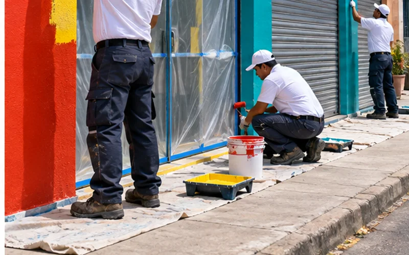Imagen de referencia de pintura de negocios y locales comerciales para Zona 2: local comercial y fachada de negocio